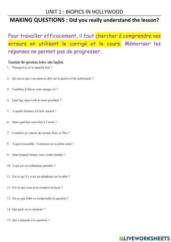 Questions - Traduction 3