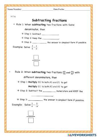 WCMFR Substracting Fractions