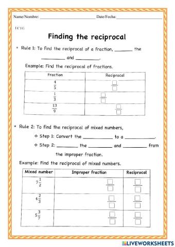WCMFR Finding the reciprocal