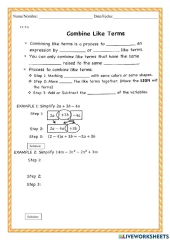WCMFR Combine Like Terms