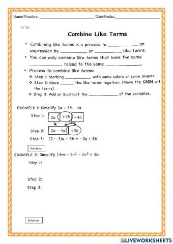 WCMFR Combine Like Terms