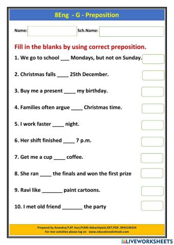 8Eng - G - Preposition