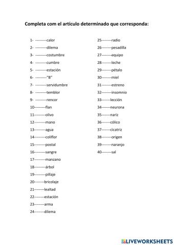 Artículos determinados: el-la