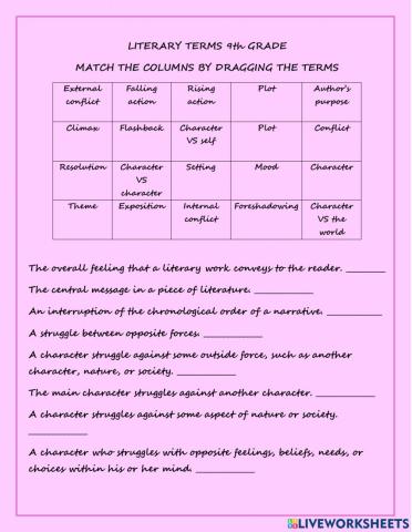 Literary terms 9th grade