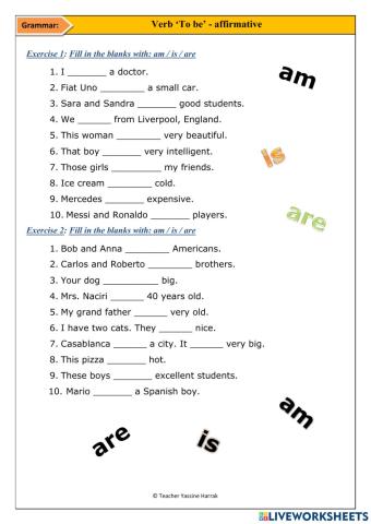 Exercise - To be affirmative form