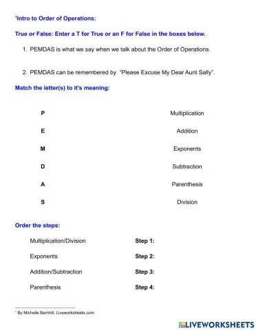 Intro to Order of Operations
