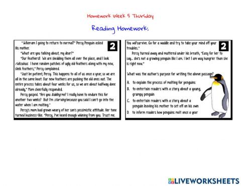 Homework Week 5 Thursday