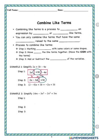 WCGR Combine Like Terms