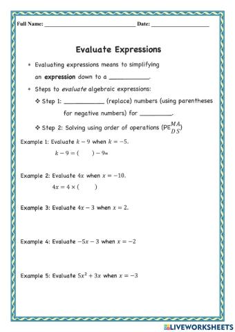 WCGR Evaluate expressions