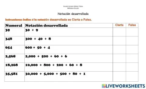 Notación desarrollada