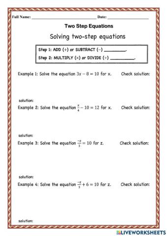 WCA1R Two Step Equations