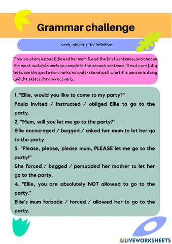 Verb, object and infinitive