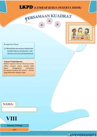 Lkpd  persamaan kuadrat