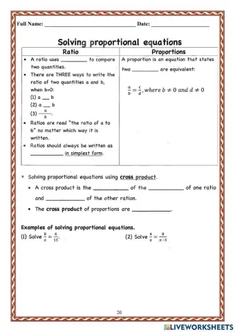 WCA1R Proportional Equations