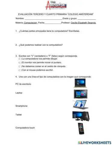 Evaluacion tercero y cuarto
