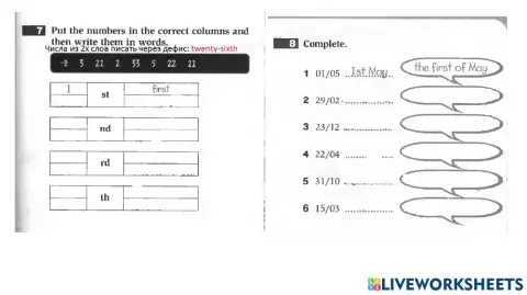 Dates and ordinal numbers