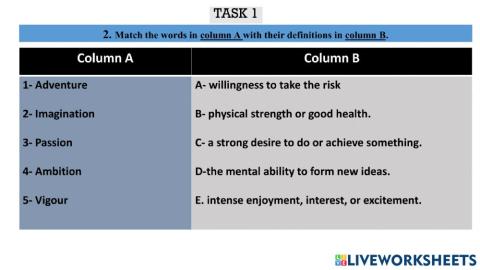 Vocabulary practice: gifts of youth