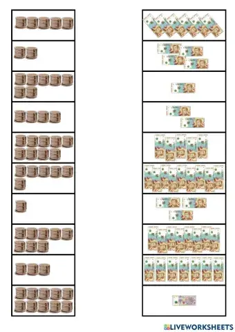 FICHA 3: Decenas con billetes de 10 pesos Argentino