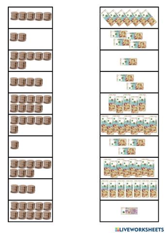 FICHA 3: Decenas con billetes de 10 pesos Argentino