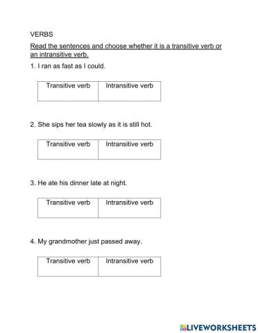 Transitive and intransitive verbs