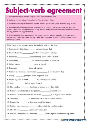 Subject and verb agreement