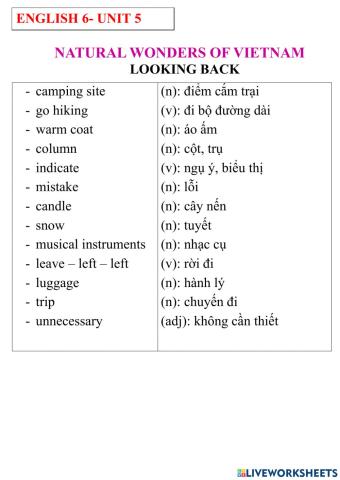 English 6- unit 5- getting started