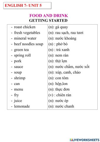 English 7- unit 5- getting started