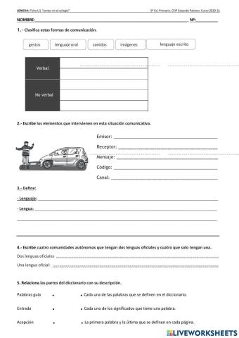 Ficha de repaso UD1 Lengua 5º