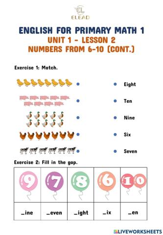 EPM1-Unit 1-Lesson 1: Numbers 6-10 (cont.)