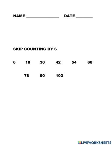 Skip counting by 6