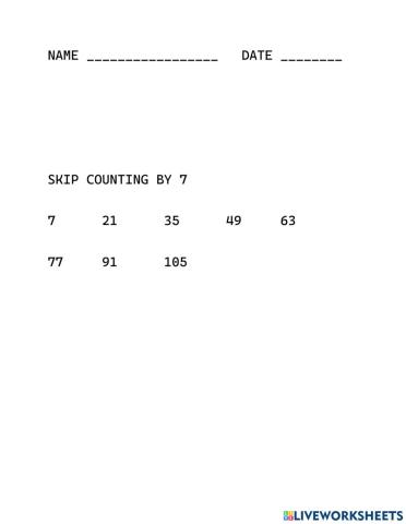 Skip counting by 7
