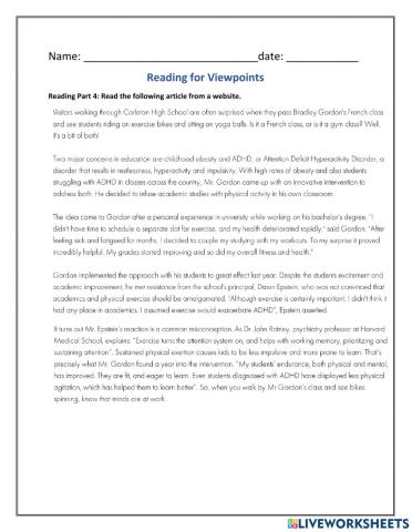 Reading for Viewpoints