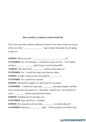 SUBWAY- How to order