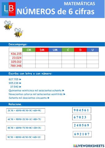Serie numérica hasta seis cifras
