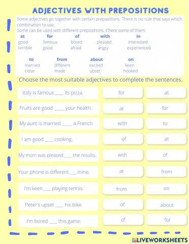 Adjectives with prepositions