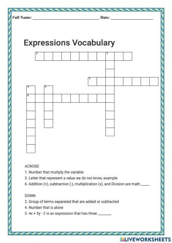 WCMF Expressions Vocabulary
