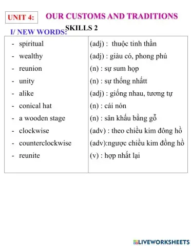 English 8- unit 4- skills 2