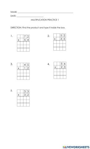 Multiplication Practice 1