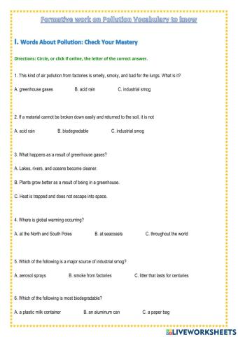 AET Sec School Environmental Vocab II