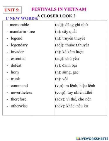 English 8- unit 5- a closer look 2