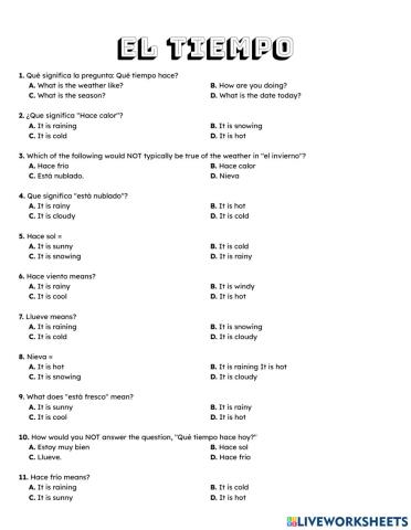 El tiempo The weather