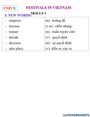 English 8- unit 5- skills 1