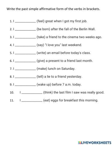Past simple irregular verbs (affirmative)