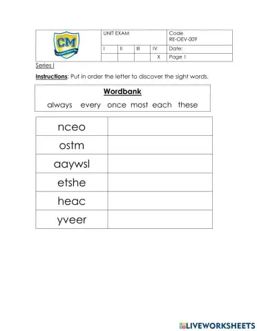 4th UNIT EXAM READING