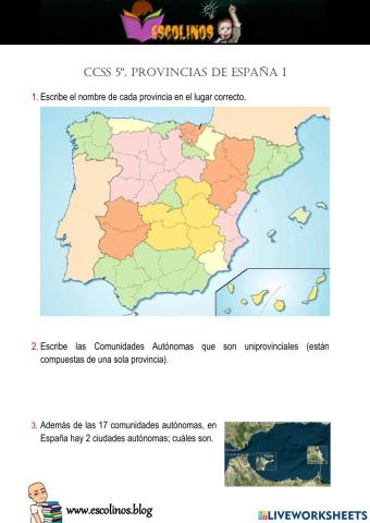 CCSS 5º. Provincias de España I
