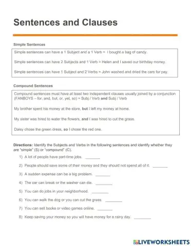 Sentences and Clauses