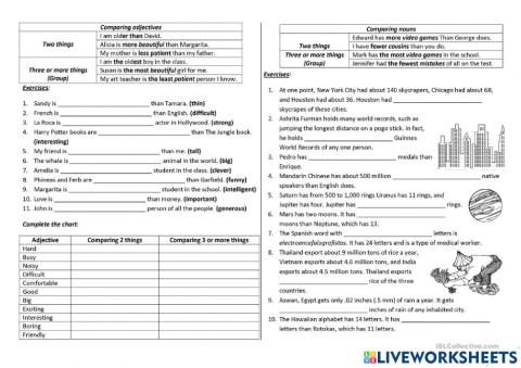 Adjective and Noun comparisons