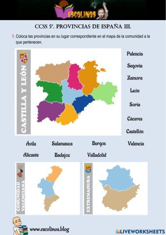 CCSS 5º. Provincias españolas III