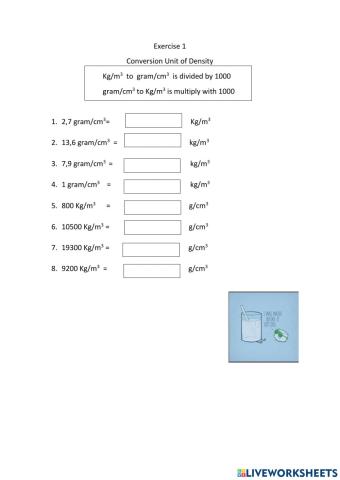 Exercise 1 Conversion Unit Of Density
