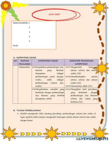 Lkpd perbandingan volume dan waktu